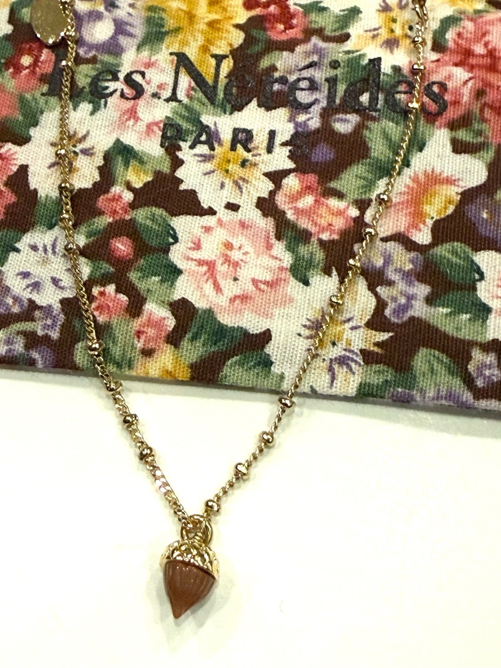 Les Néréides Gold-Tone Acorn Charm Bracelet in Brown